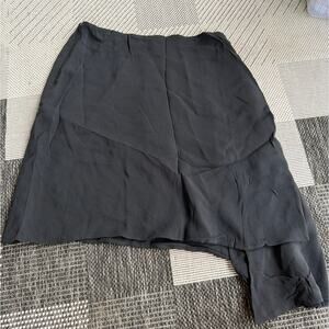 CHRISTIAN DIOR Women's Sleek Stretch Asymmetrical Skirt Size 6 Black Silk